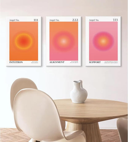 Colorful Angel Number Aura Poster Spiritual Posters Canvas Grainy Gradient Prints Trendy Preppy Wall Art Aesthetic Room Decor Affirmation Inspirational Quotes Wall Art 12x16x3 Inch Ready to Hang