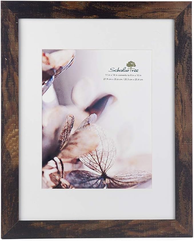 brown 11x14 Picture Frame,Display 11x14 without Mat or 8x10 with Mat，Wall Gallery Photo Frames
