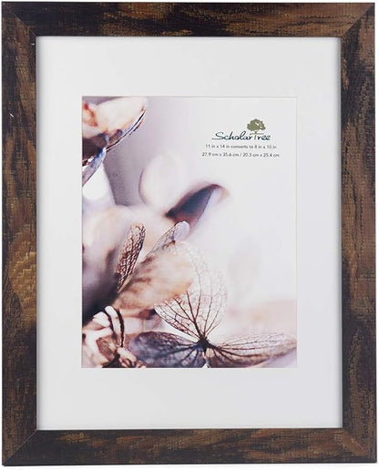 brown 11x14 Picture Frame,Display 11x14 without Mat or 8x10 with Mat，Wall Gallery Photo Frames