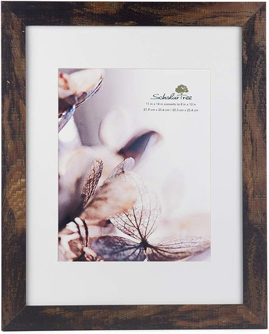 brown 11x14 Picture Frame,Display 11x14 without Mat or 8x10 with Mat，Wall Gallery Photo Frames