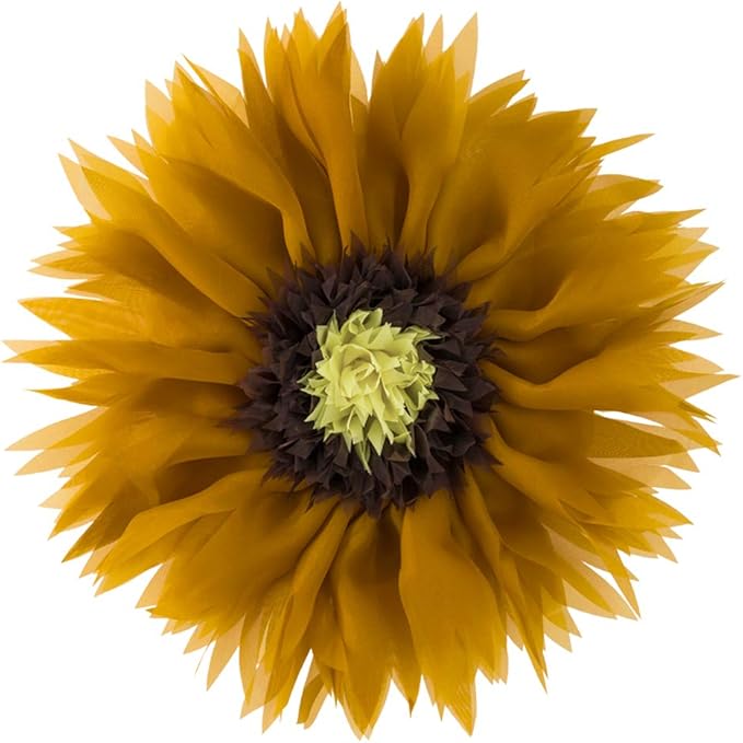 Mustard Yellow 3D Sunflower Round Decorative Throw Pillow Handcrafted Cute Elegant Flower Accent Pillow Boho Farmhouse Floral Cushion for Bed Couch Car Living Room Bedroom Home Decor 14Inch