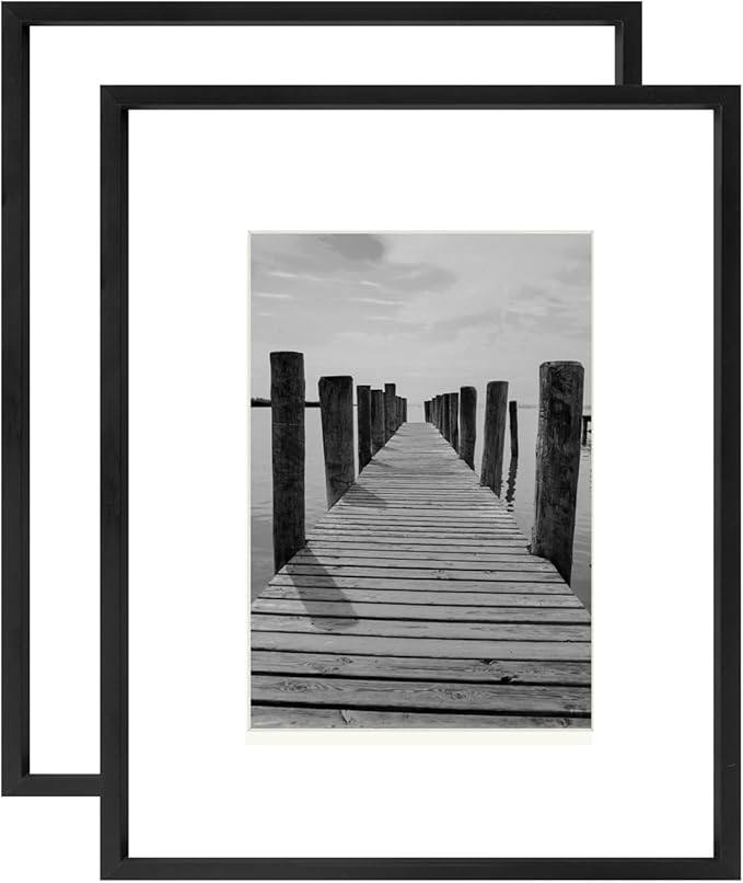 KTKDE11x14 Picture Frames Set of 2, Metal Photo Frame with High Definition ,Photo Frame 8x10 with Mat or 11x14 without Mat, Wall Mounting Vertical or Horizontal Perfect for Home Decoration, Office,