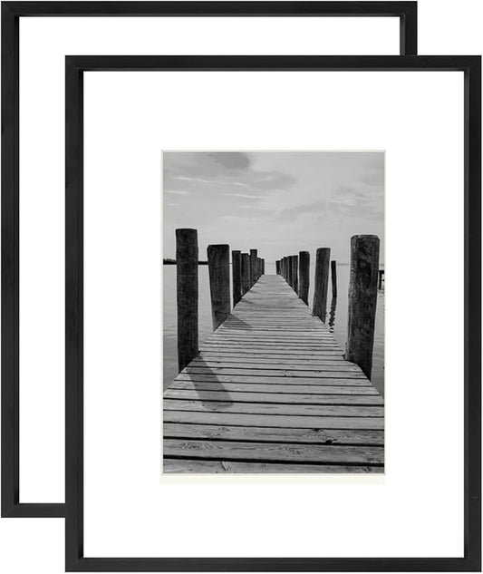 KTKDE11x14 Picture Frames Set of 2, Metal Photo Frame with High Definition ,Photo Frame 8x10 with Mat or 11x14 without Mat, Wall Mounting Vertical or Horizontal Perfect for Home Decoration, Office,