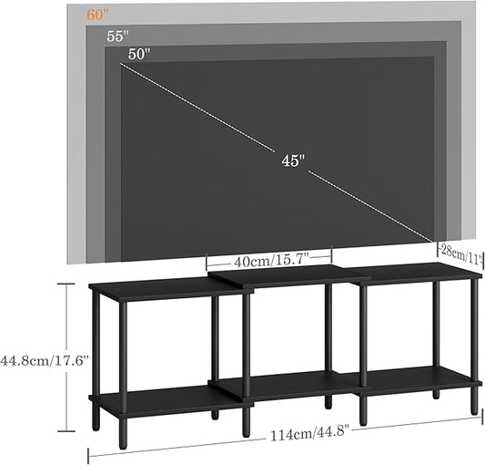 TV Stand, Entertainment Center, Industrial TV Media Console Table with Open Storage Shelves, 2 Tier TV Cabinet for Living Room, Bedroom LTS107BK