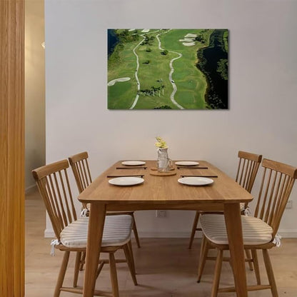 chenchenArt Florida Community Golf Course Wall Art for Living Room Bedroom Bathroom Home Decorations Golf Course Picture Poster Canvas Prints Modern Artwork Framed Ready to Hang(18''H x 24''W)