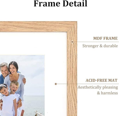 8x10 Picture Frame Set of 6, Made of Perspex Glass, Display Picture 5x7 with Mat or 8x10 without Mat, Wood Grain Photo Frame for Wall Mounting or Tabletop Display for Birthday Christmas Gifts
