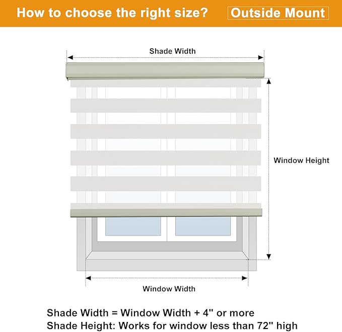 Persilux Custom Size Cordless Zebra Blinds for Windows Free-Stop Roller Windows Shades Dual Layer Light Control for Day and Night, Light Filtering Sheer Shades for Home White