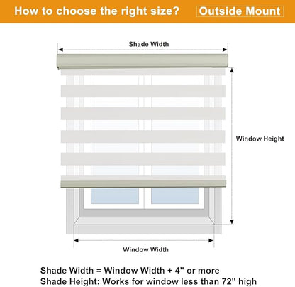 Persilux Custom Size Cordless Zebra Blinds for Windows Free-Stop Roller Windows Shades Dual Layer Light Control for Day and Night, Light Filtering Sheer Shades for Home White