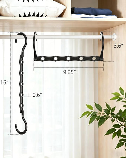 AMKUFO Hangers-Space-Saving 8 Pack Space-Saver, College-Dorm-Room-Essentials for Guys Girls, Smart Hangers for Bedroom Apartment Essentials, Black Plastic Magic Hangers House Organization Must Haves