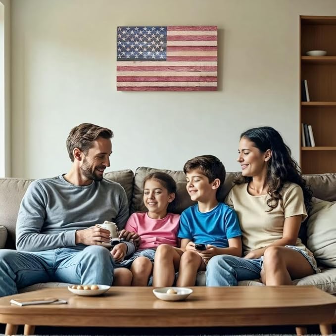 Berlun American Flag Wall Decor - Vintage Patriotic Canvas Wall Art for Home, Office, or Outdoor - USA Flag Wall Hanging for Independence Day, 4th of July, Memorial Day -AL-11 ﻿ ﻿