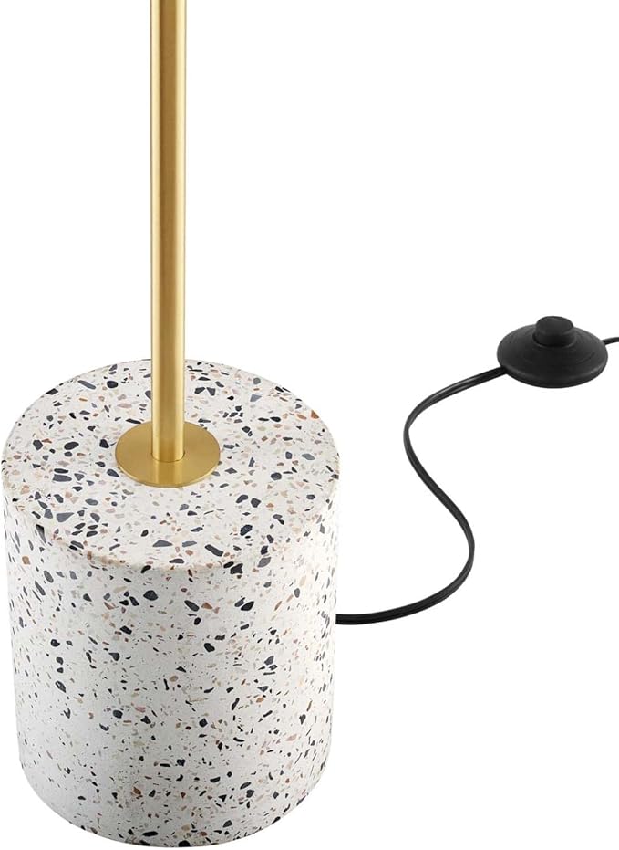 Modway Logic 1-Light Modern Glass/Terrazzo Floor Lamp in White/Brass