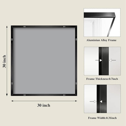 Koonmi Black Mirrors for Wall, 30x30 Inch Bathroom Mirror, Rectangular Wall Mirror for Living Room Bedroom Bathroom, Hangs Horizontally or Vertically