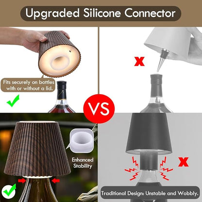 WILIT Wireless Bottle Lamp Shades, 3-Level Brightness Wine Bottle Lights for Liquor Bottles,Cordless Battery Operated Lamp for Living Room, Home Bar Decor, Gifts for Mom Women Men