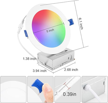 Xsky 6 Inch Smart Canless Recessed Lighting, 1 Pack, Zigbee 3.0 RGB+CCT LED Downlight, 1100LM, Compatible with Alexa, Home Assistant, and Zigbee 3.0 Hubs
