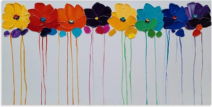 YHSKY ARTS Cololful Flower Painting Vibrant Floral Art for Home Decor