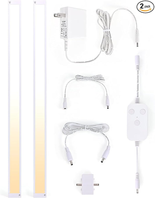 2pack 20inch Dimmable LED Under Cabinet Light Kit, 2700K to 6000K Smart LED Under Counter Lighting Fixture, Compatible with Alexa, Google Assistant, for Kitchen, Pantry, Shelf (White)