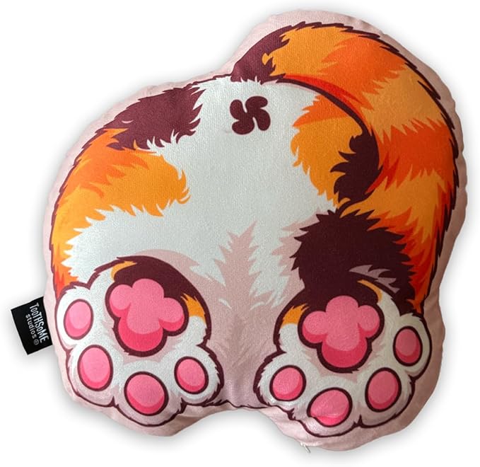 Toothsome Studios Calico Cat Shape Butt Pillow, Polyester Cotton Stuffed Throw, Novelty Animal Design, Multi-Color, 12 Inches (Calico)