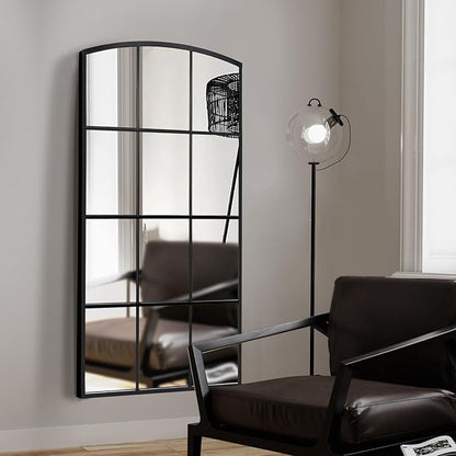 WAMIRRO Tall Window Pane Mirror,Farmhouse Arched Wall Mirror,Full-Length Mirrors for Fireplace/Entryway/Hallway/Living Room24 X48