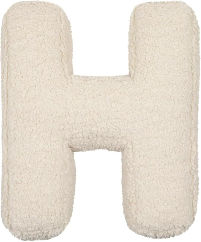 Letter Pillow English Letter Plush Pillow Cozy Lambswool Initial Throw Pillow Alphabets Letter Decorative Cushion Comforting Huggable Stuffed Cushion for Bedroom Sofa（15.7 * 13.8 * 3.9 in）
