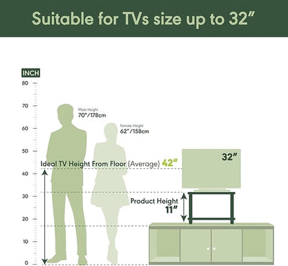 Furinno TURN-N-TUBE TV Riser Stand, 2-Tier Small Elevated No Tools TV Stand with Plastic Poles, Console for TV up to 32 inch, 15.8 x 23.8 x 11, for Living Room, Bedroom, Columbier Walnut
