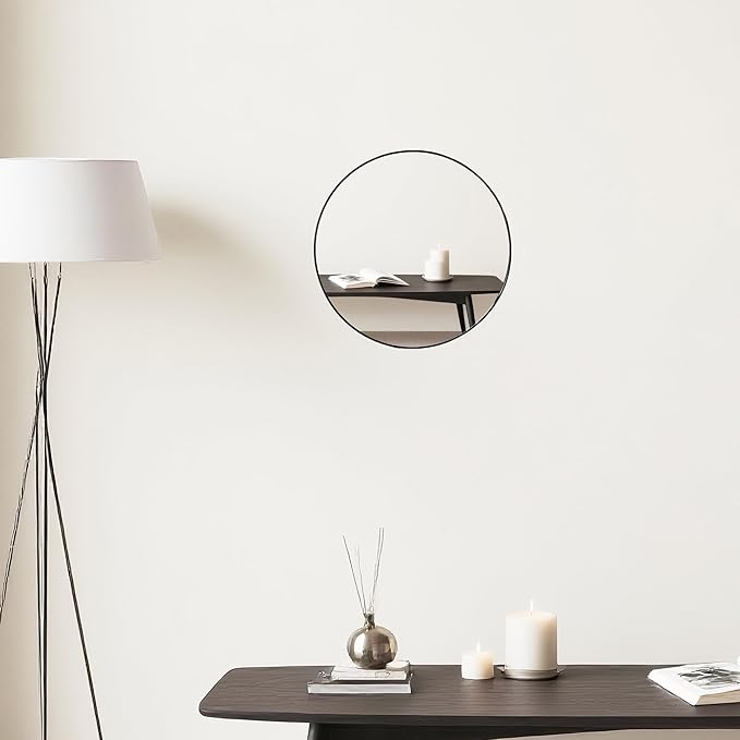 Funerom Black Round Wall Mirror 12.6 Inches Circle Mirror Bathroom Mirrors