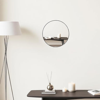 Funerom Black Round Wall Mirror 12.6 Inches Circle Mirror Bathroom Mirrors