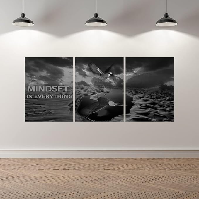 Yetaryy 3 Panels Inspirational Canvas Painting Motivational Wall Art Success Framed Poster Grind Hustle Positive Quotes Wall Poster Office Inspirational Décor 72''W x 36''H (Animals-HeiYing-3XL)