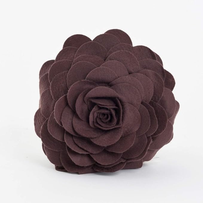SARO LIFESTYLE Flower Design Poly Filled Throw Pillow, Chocolate, 16"