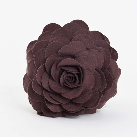 SARO LIFESTYLE Flower Design Poly Filled Throw Pillow, Chocolate, 16"