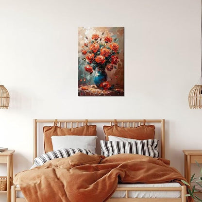 Wall HDQ Abstract Rose Flowers Picture Artworks Painting Prints Modern Home Decor Framed Ready to Hang