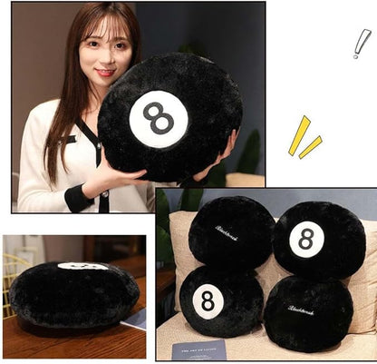Cyprinus Carpio Emulation Black Billiards 8 Ball Stuffed Pillow, Soft Round Sleeping Cushion for Home Bed Sofa Couch Decor (1, 14 * 14 Inch)