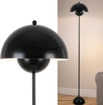 COSYLUX Modern Floor Lamp for Living Room, Industrial Tall Standing Lamp for Bedroom, Metal Shade Reflecting Light Reading Floor Lamp for Office, Nursery Room, Corner(Glossy Black)
