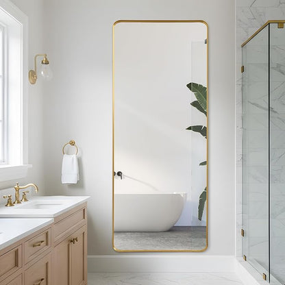 Anpark Rectangle Mirror Full Length 30" x 71" Large Floor Mirror Gold Shadow Box Frame Wall-Mounted Hanging Wall for Home Decor Leaning Wall Full Body Dressing Mirror for Closet Bedroom