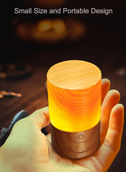 LED Wood Lamp Portable Touch Sensor-Controlled Night Lamps with Adjustable 3-Level Brightness Warm Light for Bedside/Candle-lit Dinner/Coffee Shops and Bars/Courtyard/Camping