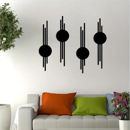 DUOOLN 2Pcs Abstract Metal Wall Decor, Black Modern Geometric Hanging Paintings, Minimalist Line Art Sculpture, Living Room Bedroom Bathroom Office Farmhouse Decoration-15.7x3.85in