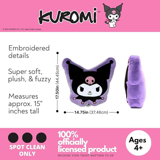 Hello Kitty & Friends Kuromi Bedding Super Soft Plush Decorative Pillow, One Size, (100% Officially Licensed Product) by Franco