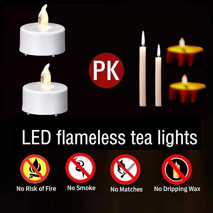 Battery Operated Flameless Tea Lights, Led Flickering Electric Votive Candle 200 Pack Realistic and Bright for Seasonal, Festive Celebrations and Holiday Gifts Warm White Lamp Long Lasting