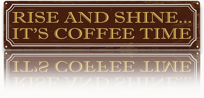 Coffee Time Metal Tin Signs, Coffees Lover Home Decor for Kitchen Bedroom Dining Room, Farmhouse Cafe Decors, Decorative Metal Wall Signs 15.8x4 Inches
