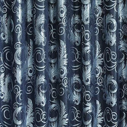 GLORY RUGS Jacquard Luxury Window 2 Panel Set Black Curtain with Attached Valance and Backing Bedroom Living Room Dining 2 Curtains 55x84 inches Each Jana