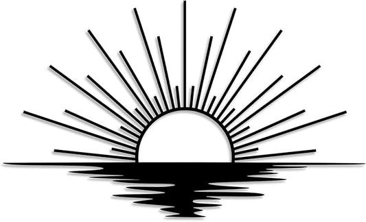 Line Sunrise Sunset Metal Wall Decor - Minimalist Room Decor Black Wall Art Home Decor for Living Room, Bathroom, Bedroom, Dining Room, Entrance (Black)