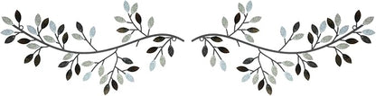 Hotop 2 Pieces Metal Tree Leaf Wall Decor Vine Olive Branch Leaf Wall Art Wrought Iron Scroll Sculptures Above the Bed, Living Room, Outdoor Decoration(Classic Style,Retro Color)