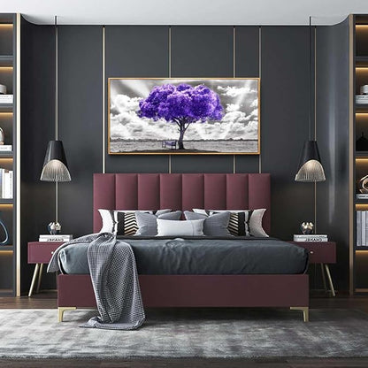hyidecorart Large Size Wall Decor For Living Room Wood Framed Canvas Wall Art For Bedroom Decoration Office Pictures Artwork Abstract Black and White Wall Painting Ready to Hang 24" x 48"