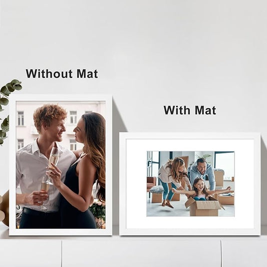 A4 Picture Frame Set of 6, Display Pictures 6x8 with Mat or 8.3x11.7 Without Mat, Document Frame,Wall Gallery Poster Frames, White