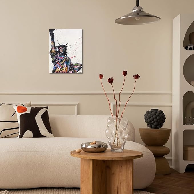 Yatsen Bridge Banksy Street Graffiti Pop Wall Art, America Statue of Liberty Canvas Picture Art Print, Modern Home Decor for Living Room Bedroom Ready to Hang - 12x16 inch