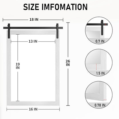 Farmhouse Bathroom Mirror, White Rustic Square Mirror for Wall Wood Framed Vanity Mirrors, Barn Door Style Decor Living Room Entryway Bedroom Mirrors, 18x26INCH (Hanging/Leaning)