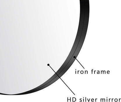 LYYYXGYP Black Round Wall Mirror for Bathroom 30x30 Inches Stainless Steel Metal Frame Mirror for Wall Hanging Wall Mounted Mirror