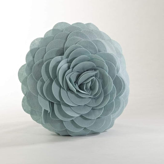 SARO LIFESTYLE Flower Design Poly Filled Throw Pillow, Aqua, 16"