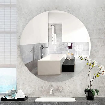 16'' Round Wall Mirror Circle Self Adhesive HD Large Glass Circle Mirror Tile for Wall, Bathroom, Bedroom, Living Room, Door etc