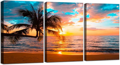 EPHANY Print Artwork Blue Ocean Sea Wall Art Art - Canvas Prints Picture Seaview Bottom View Beneath Surface Pictures Painting On Canvas Modern Seascape Home Office Decor (C-3pcs,16"x24"x3pcs)