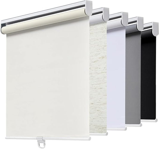AOSKY Cordless Roller Shades Blackout Blinds for Windows Room Darkening Rolled Up Shades with Spring System, UV Protection Window Shades Door Blinds for Home and Office (29.5" W x 72" H, Ivory)